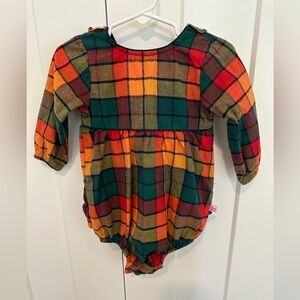 Ruffle Butts rainbow plaid romper 12-18M . EUC